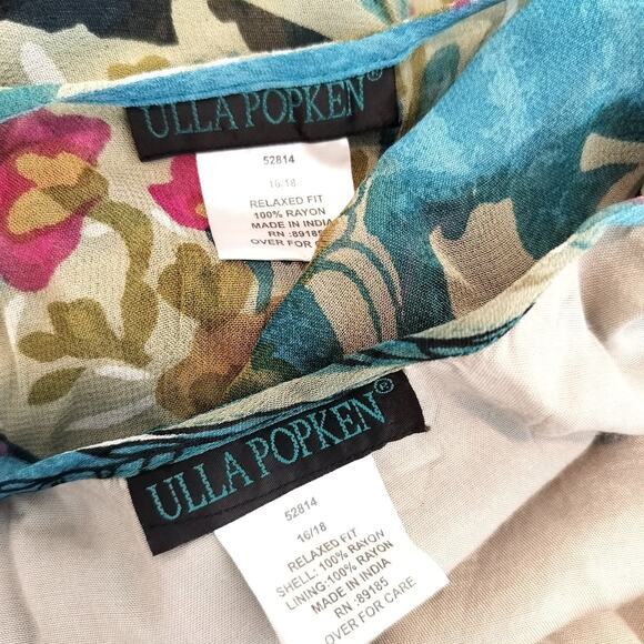 Ulla Popken Tank Jacket Set 16 / 18 Chiffon Floral Sheer Draped - Picture 12 of 12